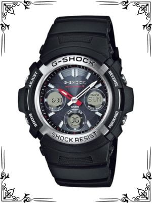 Casio Men's G-Shock AWG-M100-1ACR Tough Solar Atomic Black Resin Sport Watch