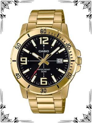 Casio MTP-VD01G-1BV Men's Enticer Gold Tone Stainless Steel Black Dial Casual Analog Sporty Watch